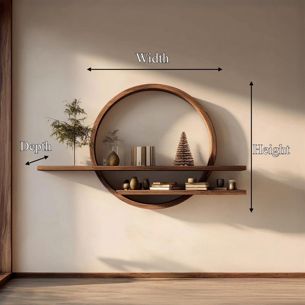 Rustic Round Wall Shelf For Living Room And Bedroom