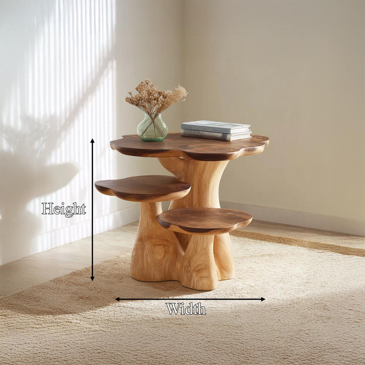 Rustic Mushroom Side Table For Living Room And Apartment