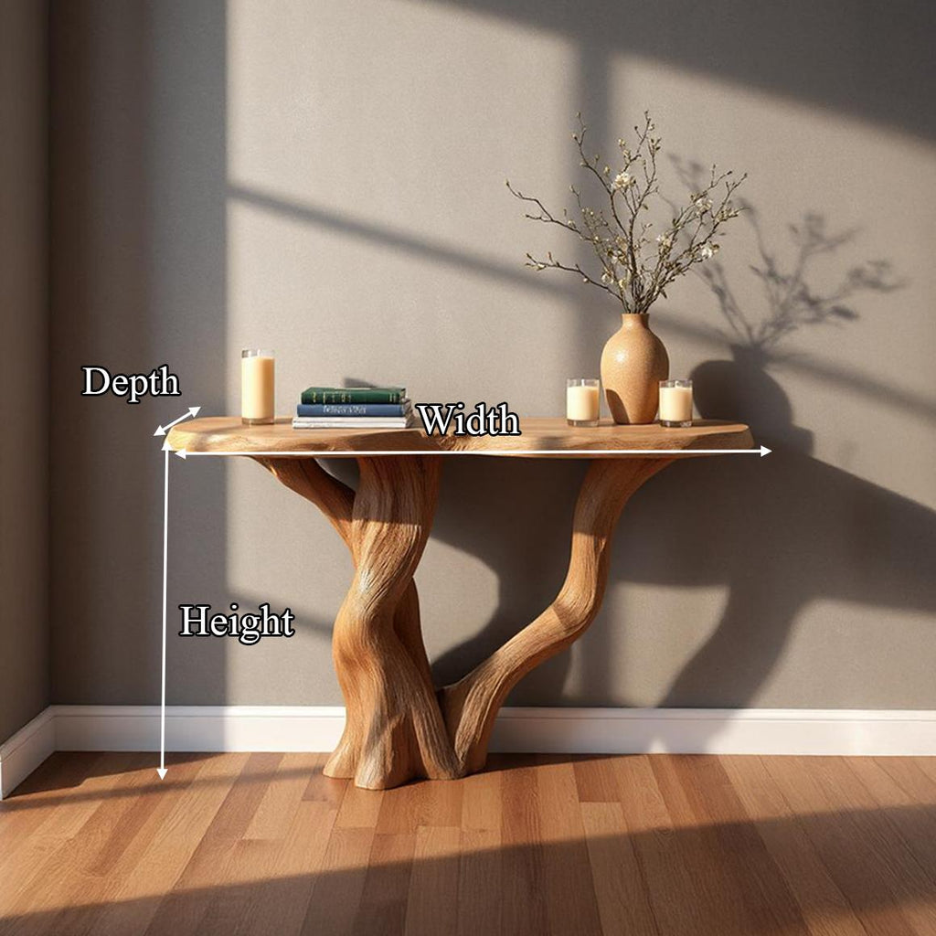 Spry Interior Rustic Tree Branch Console Table, Solid Wood Live Edge Entryway Accent Table, Natural Wood Living Room Furniture, SINLSACS268