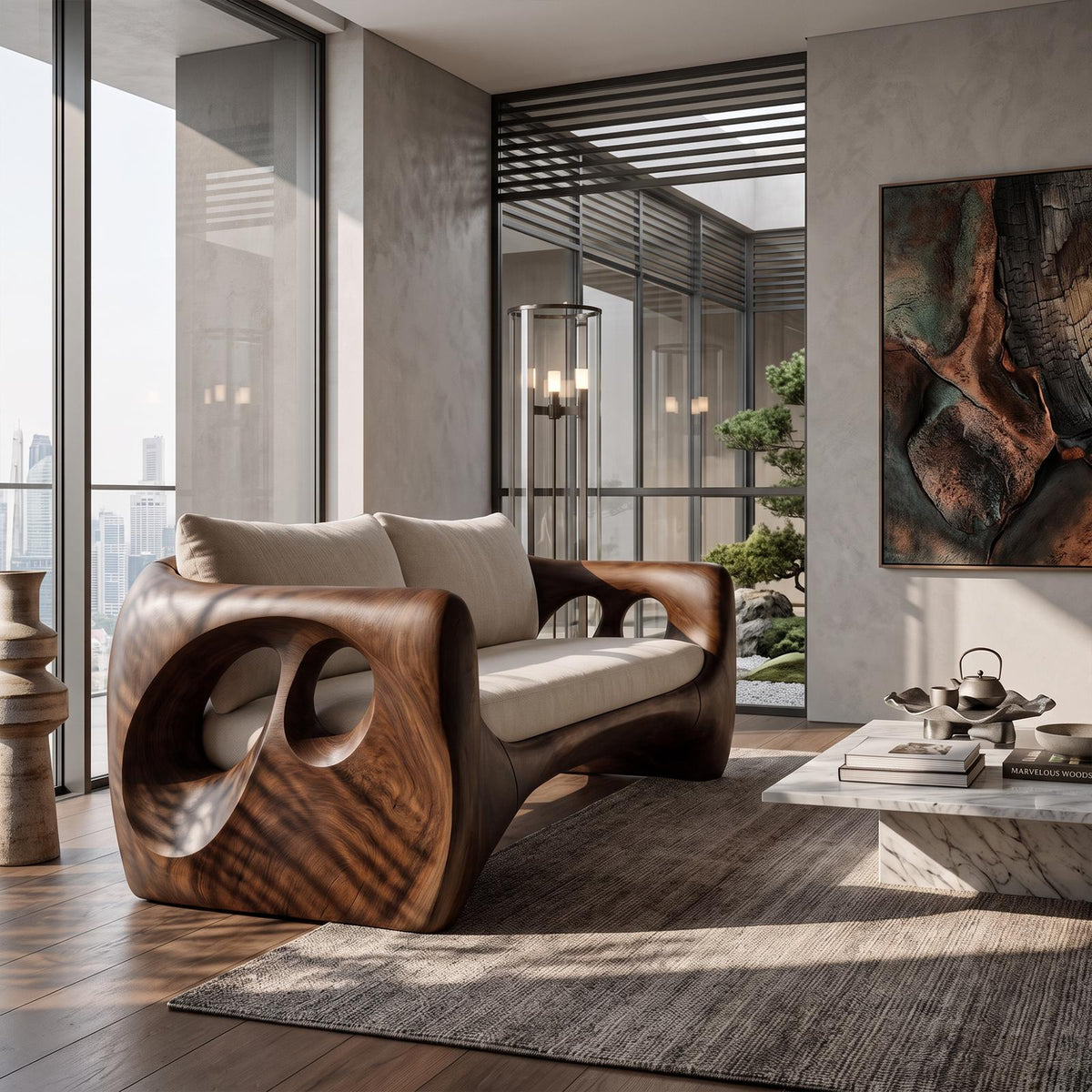 Mid Century Sculptural Sofa For Living Room And Lounge
