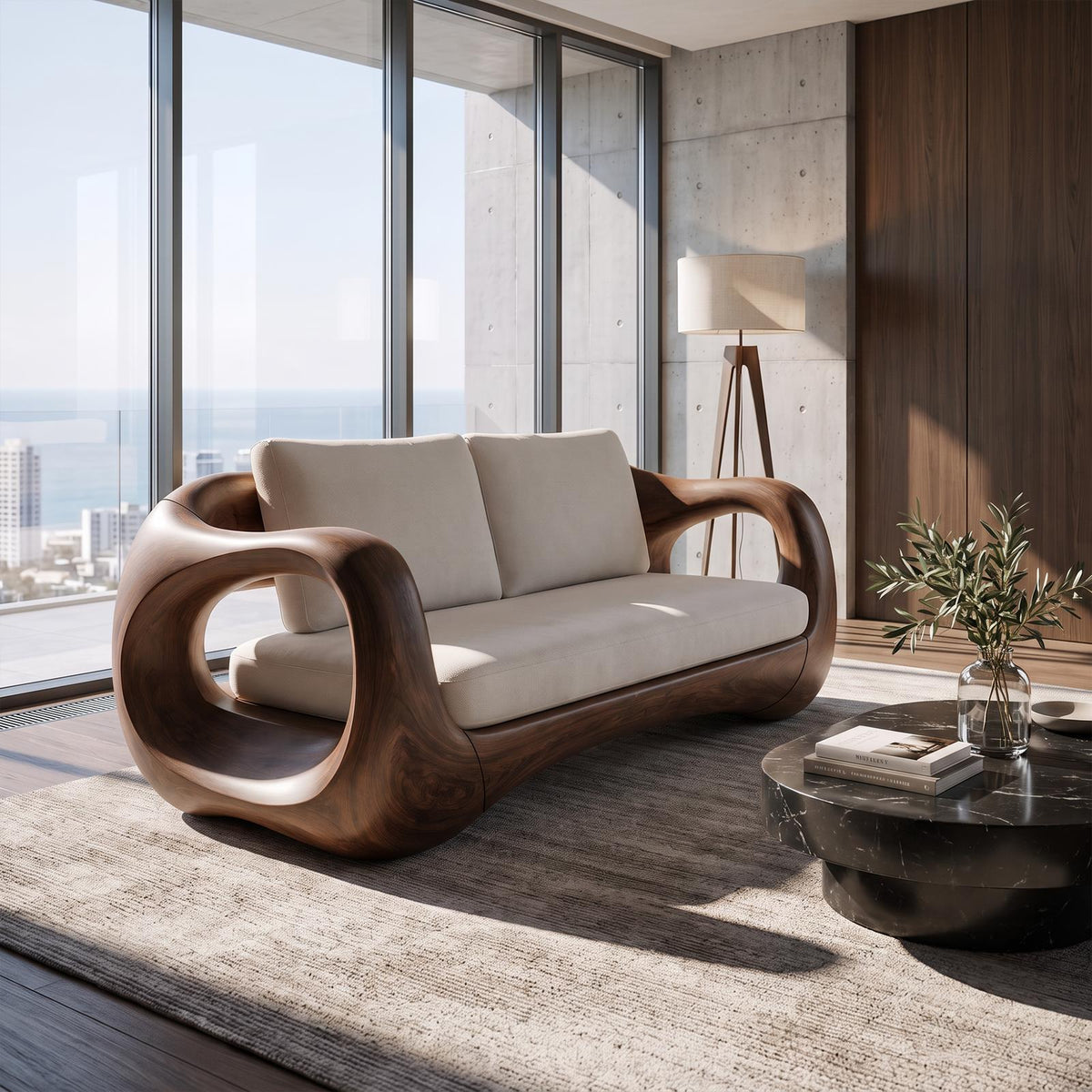 Modern Curved Frame Sofa For Living Room And Lounge Area