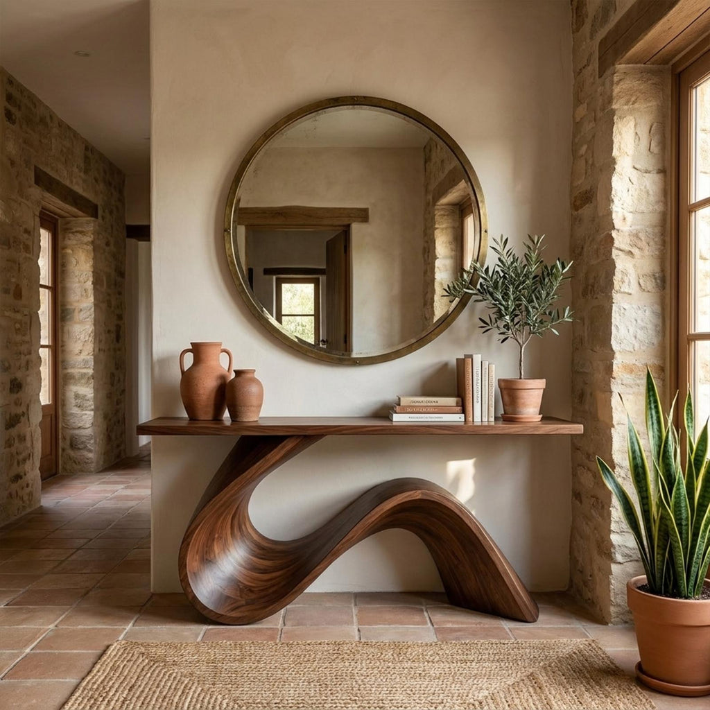 Elegant Flowing Wood Console Table Entryway Hallway Living Room