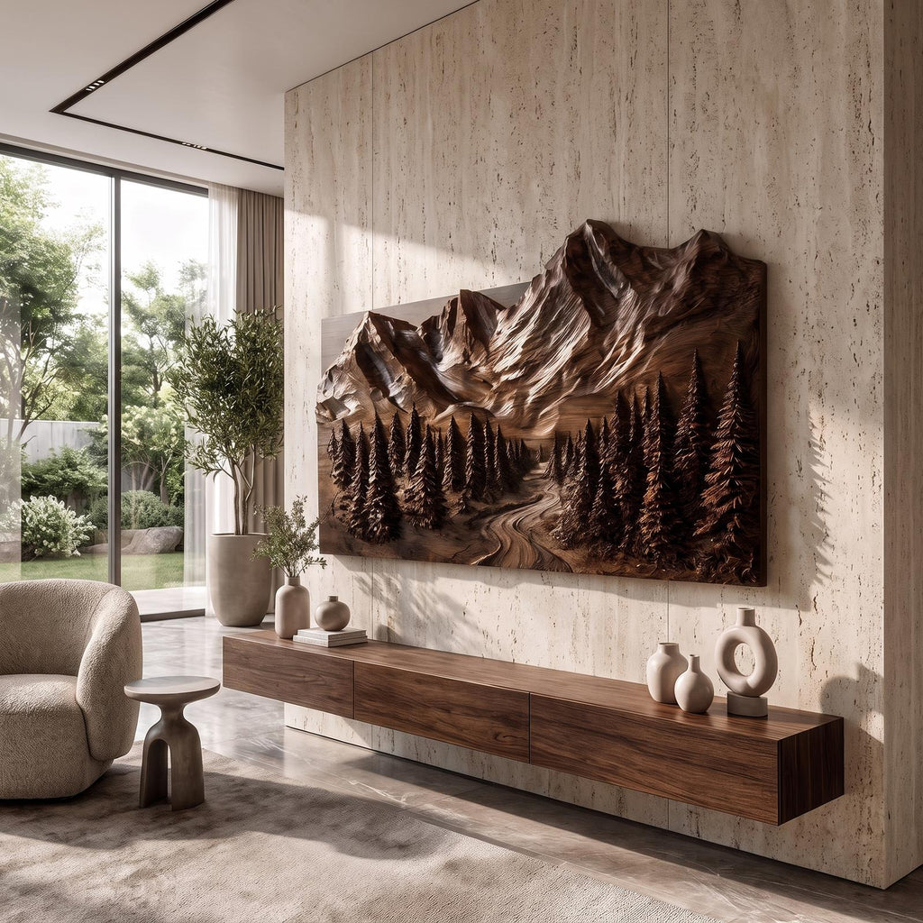 Sculptural Mountain Wall Art For Living Room