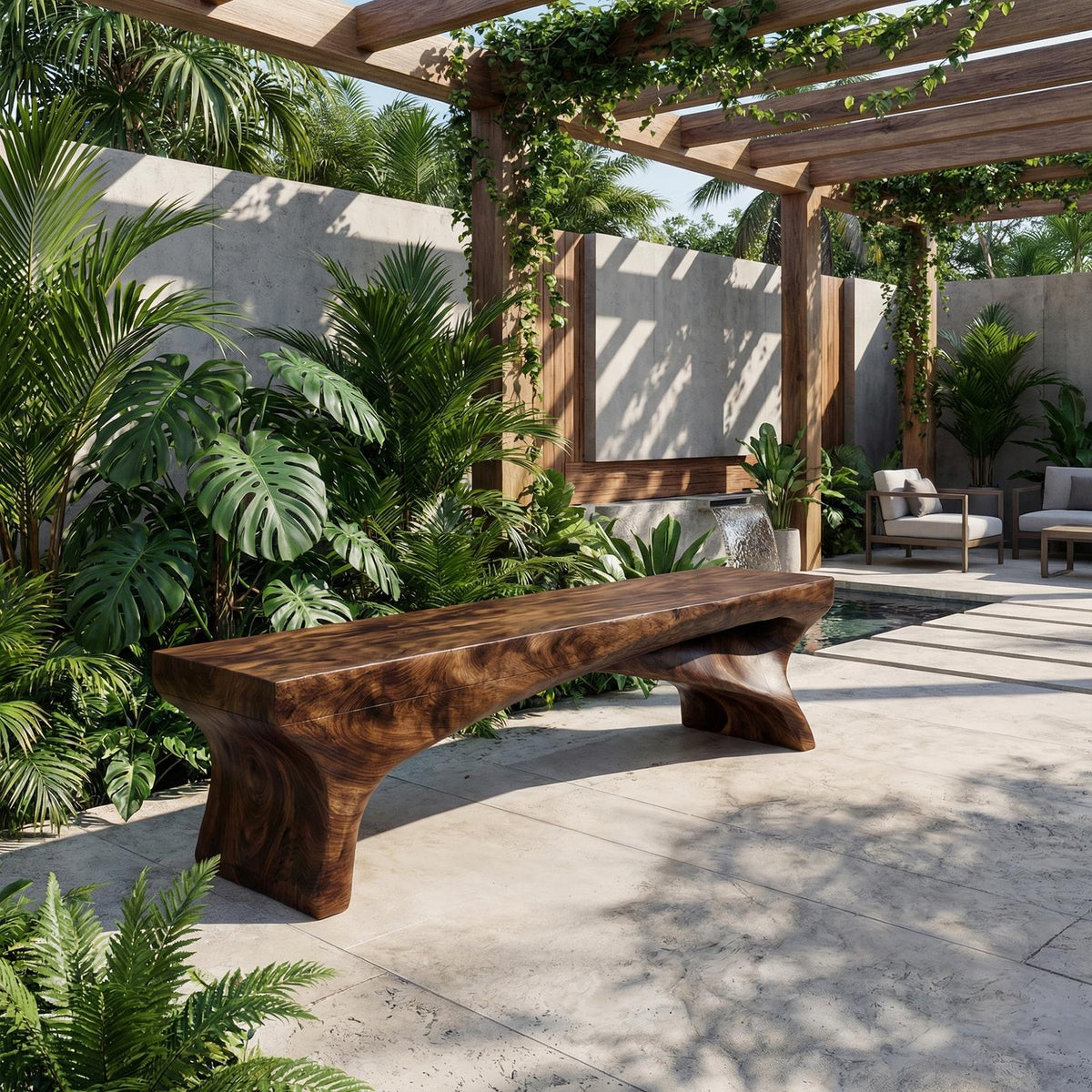 Spry Interior Minimalist Rustic Solid Wood Bench, Live Edge Slab Seating, Handcrafted Entryway or Hallway Dining Bench, SINLKIRS096
