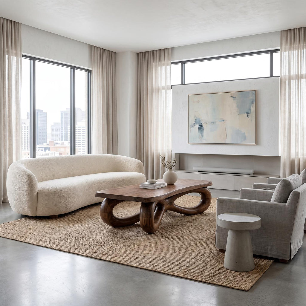 Sculptural Coffee Table With Organic Loop Design For Living Room