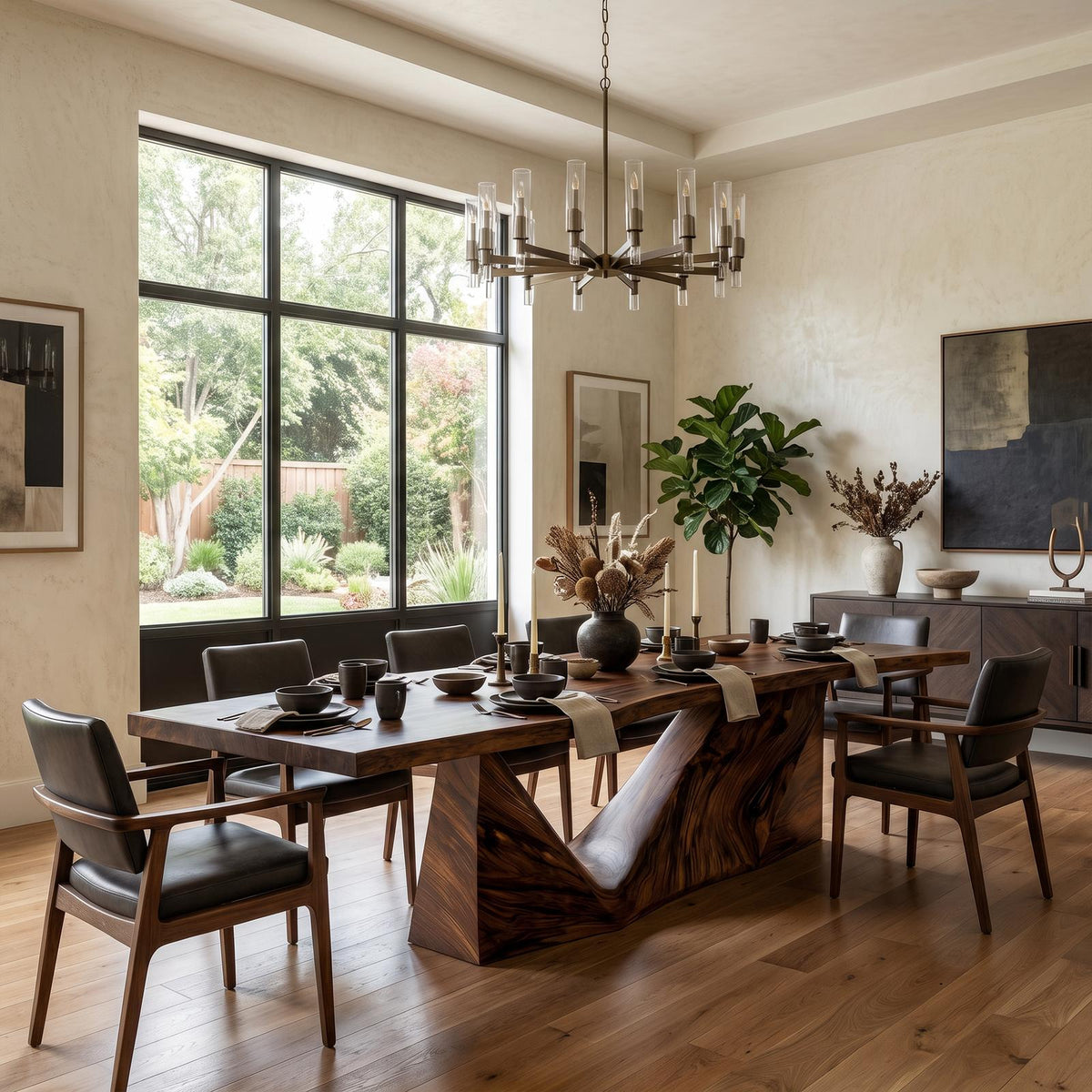 Organic Sculptural Dining Table, Handcrafted Solid Wood Statement Dining Room & Kitchen Wooden Table