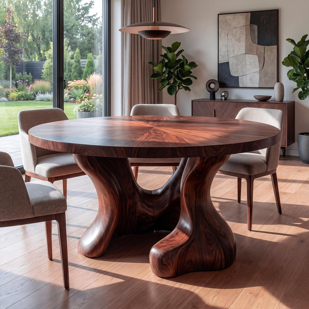 Rustic Round Dining Table With Hollow Tree Trunk Design For Dining Room And Kitchen SINLKIDN219