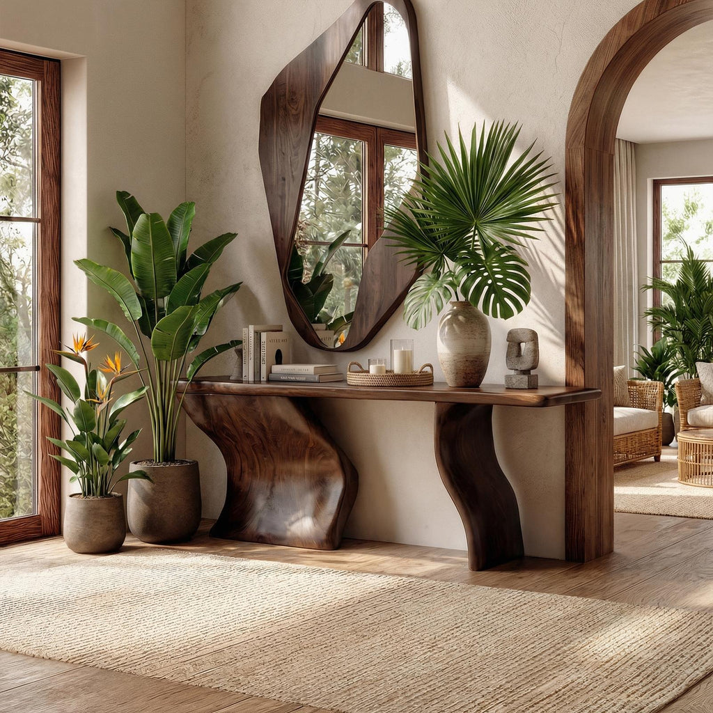 Minimalist Accent Console Table, Solid Wood Entryway Foyer Table, Modern Living Room Sideboard Table