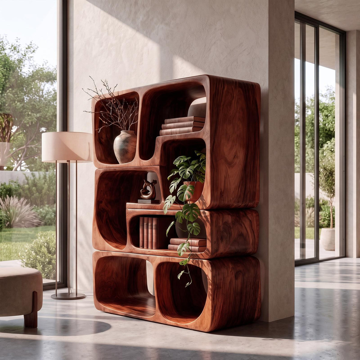Mid Century Bookshelf Handcrafted Modular Shelves For Home Library