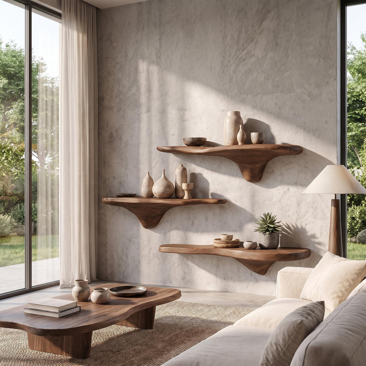 Rustic Mushroom Wall Shelf Entryway