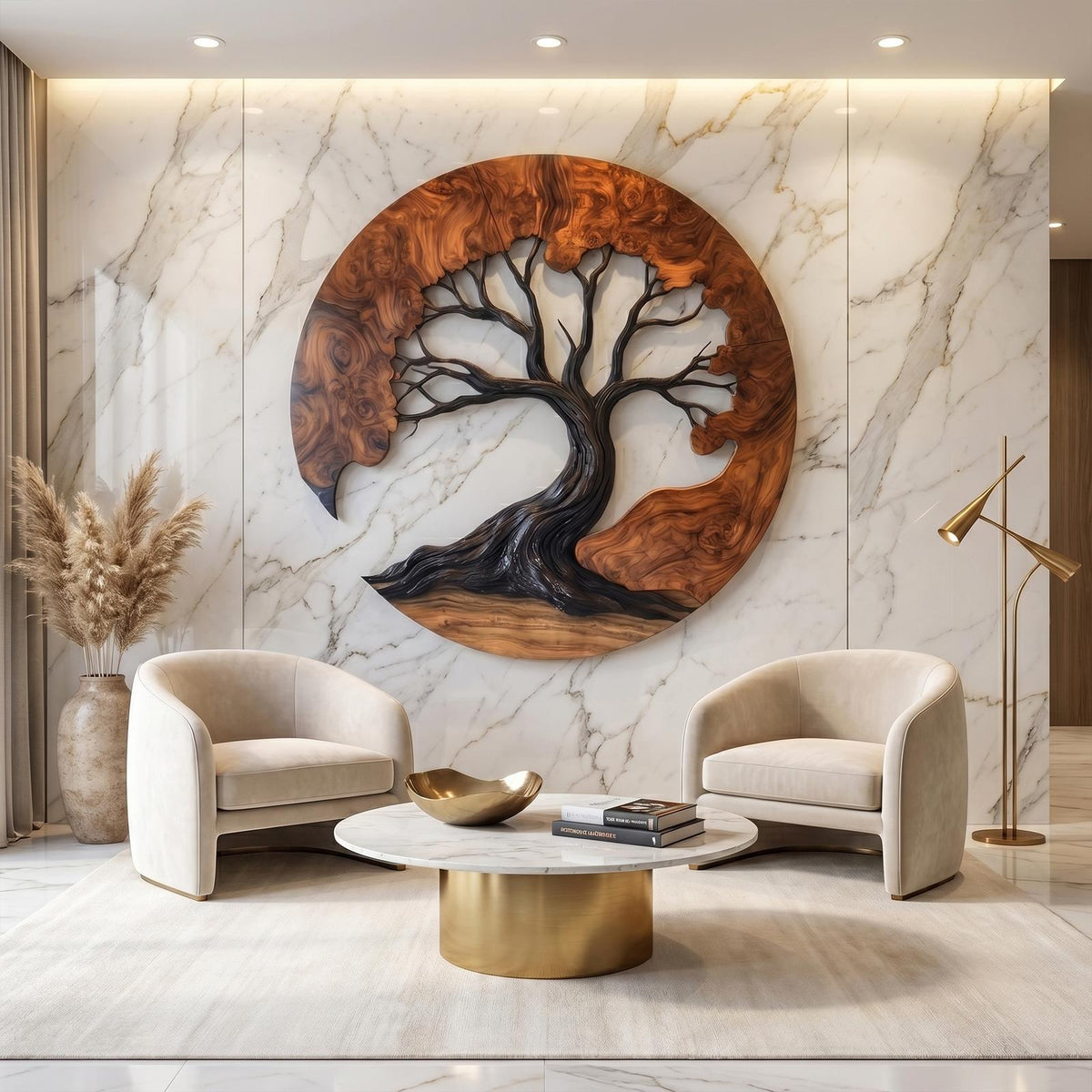 Sculptural Wooden Tree Wall Decor, 3D Hanging Branch Art Sculpture for Living Room & Bedroom