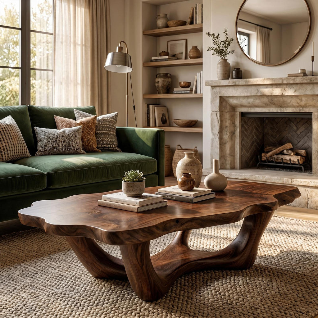 Handcrafted Live Edge Coffee Table Sculptural Design For Living Room
