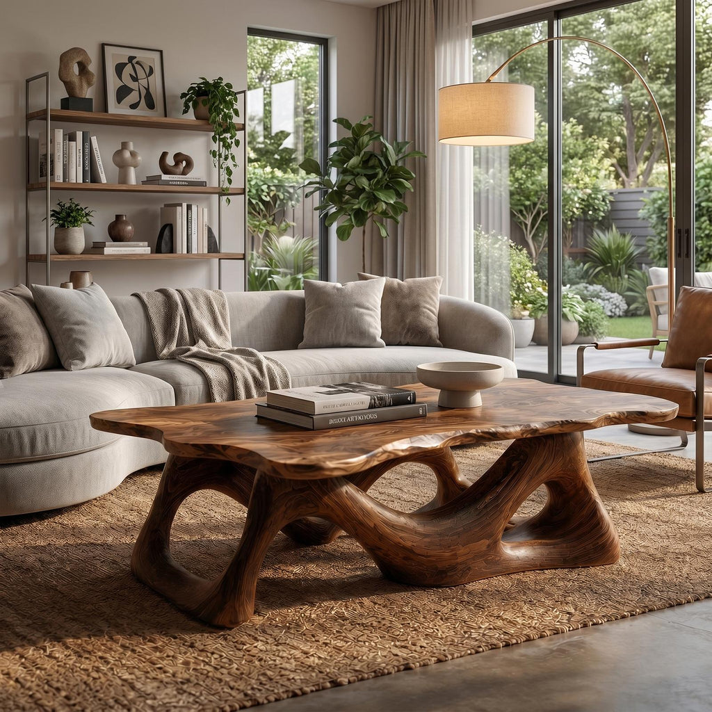 Nature Inspired Coffee Table Sculptural Ring Base For Living Room