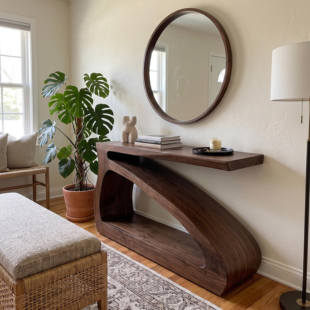 Modern Wooden Console Table, Solid Wood Narrow Entryway Sofa Table for Hallway & Living Room