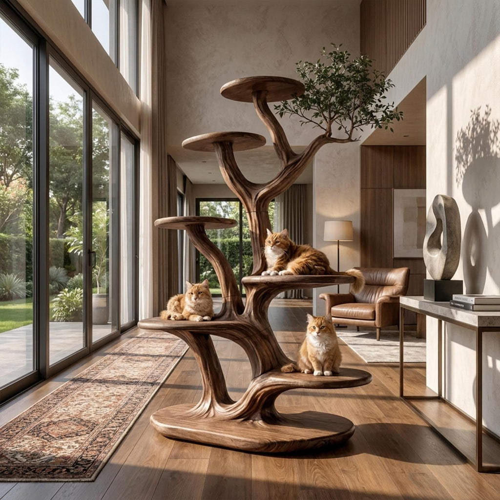 Rustic Tree Cat Play Tower Artistic Living Room SINLKITT077