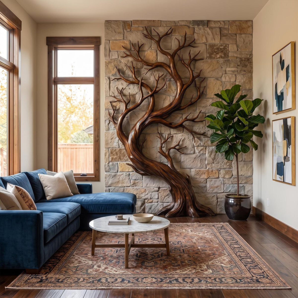 Rustic Tree Wall Art Sculpture Living Room And Hallway