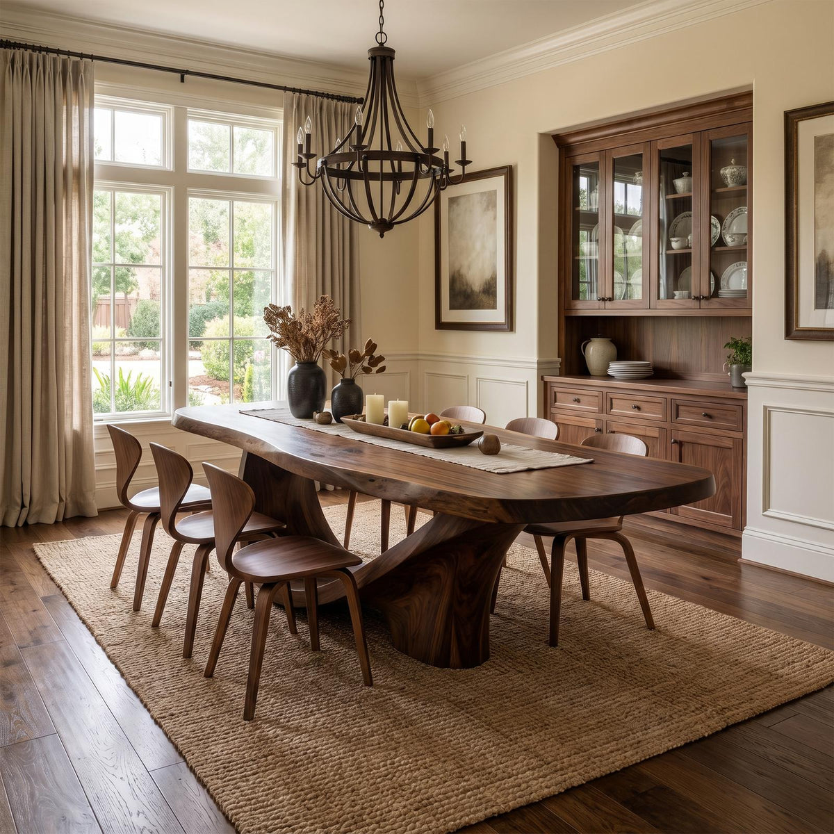 Spry Interior Rustic Natural Wood Dining Table, Handcrafted Solid Wood Farmhouse Table for Kitchen & Dining Room, SINLKIDT163