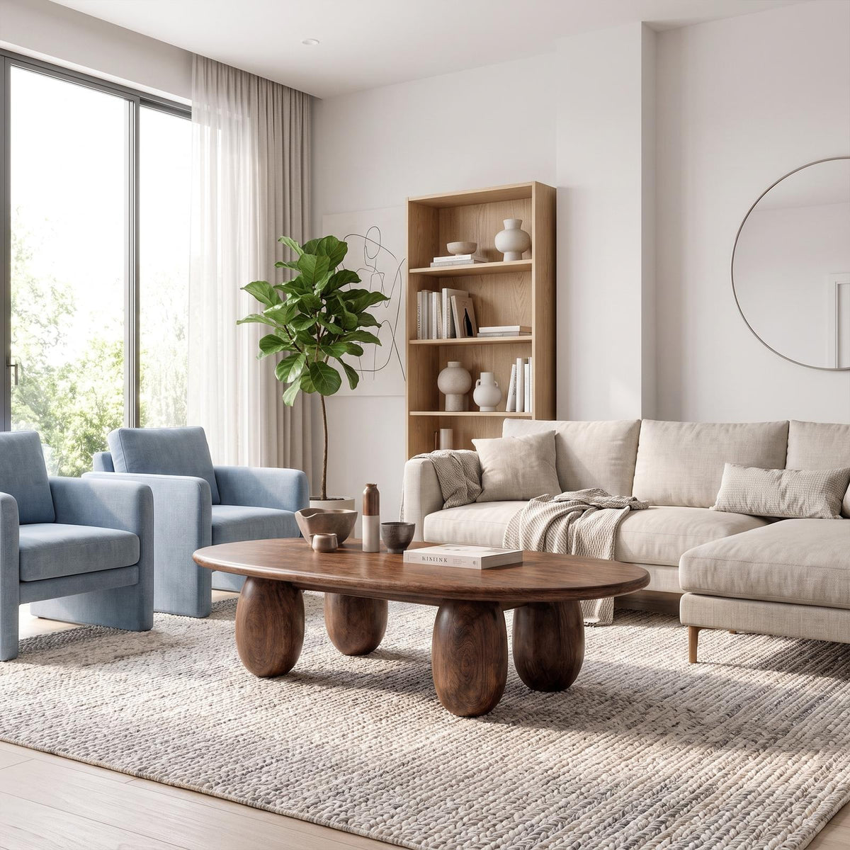 Organic Coffee Table With Sculptural Rounded Legs For Living Room And Lounge SINLKICF420