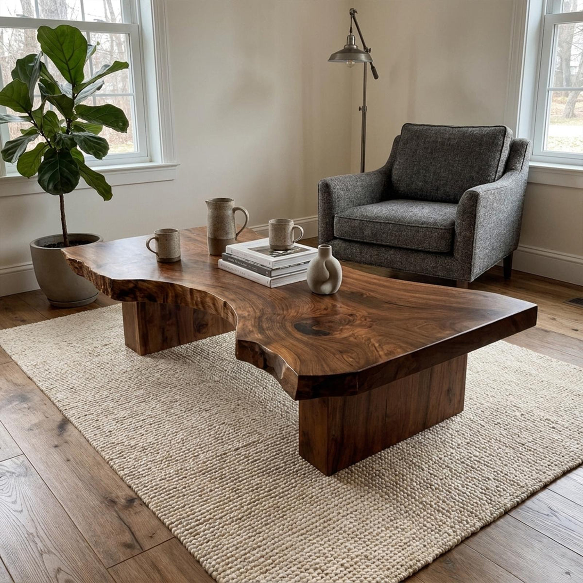 Rustic Sculptural Coffee Table Modern Living Room Display SINLKICF129