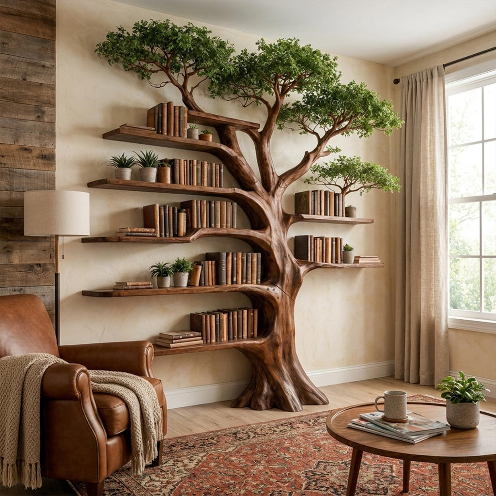 Nature Inspired Tree Display Bookcase Living Room