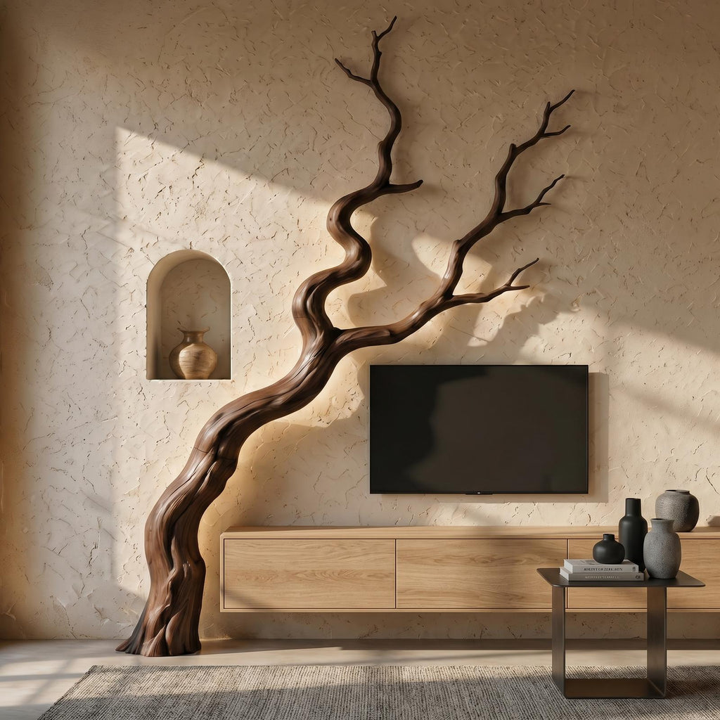 Nature Inspired Wall Decor, Sculptural Wood Tree Branch Art Sculpture for Living Room & Bedroom