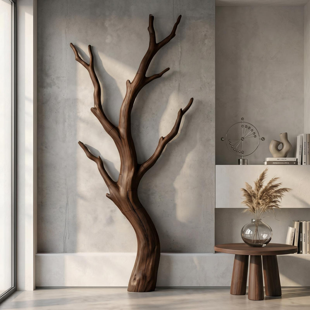 Organic Modern Branch Wall Art, Handcrafted Wood Tree Branch Sculpture for Living Room Decor