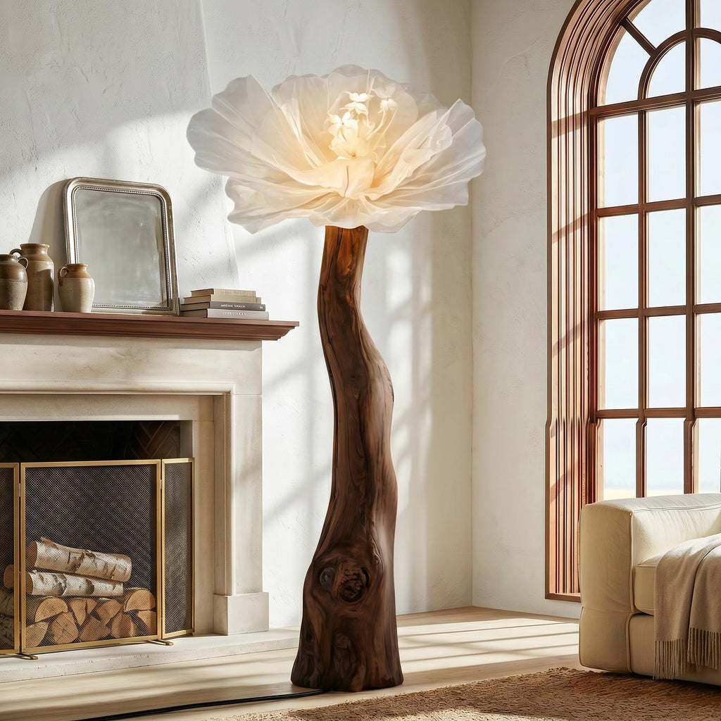 Sculptural Standing Lamp Organic Blossom Form For Living Room