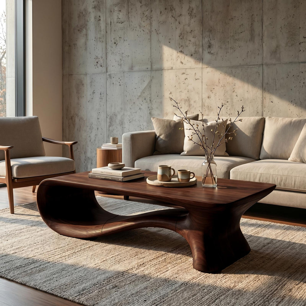 Modern Coffee Table With Flowing Organic Silhouette For Living Room