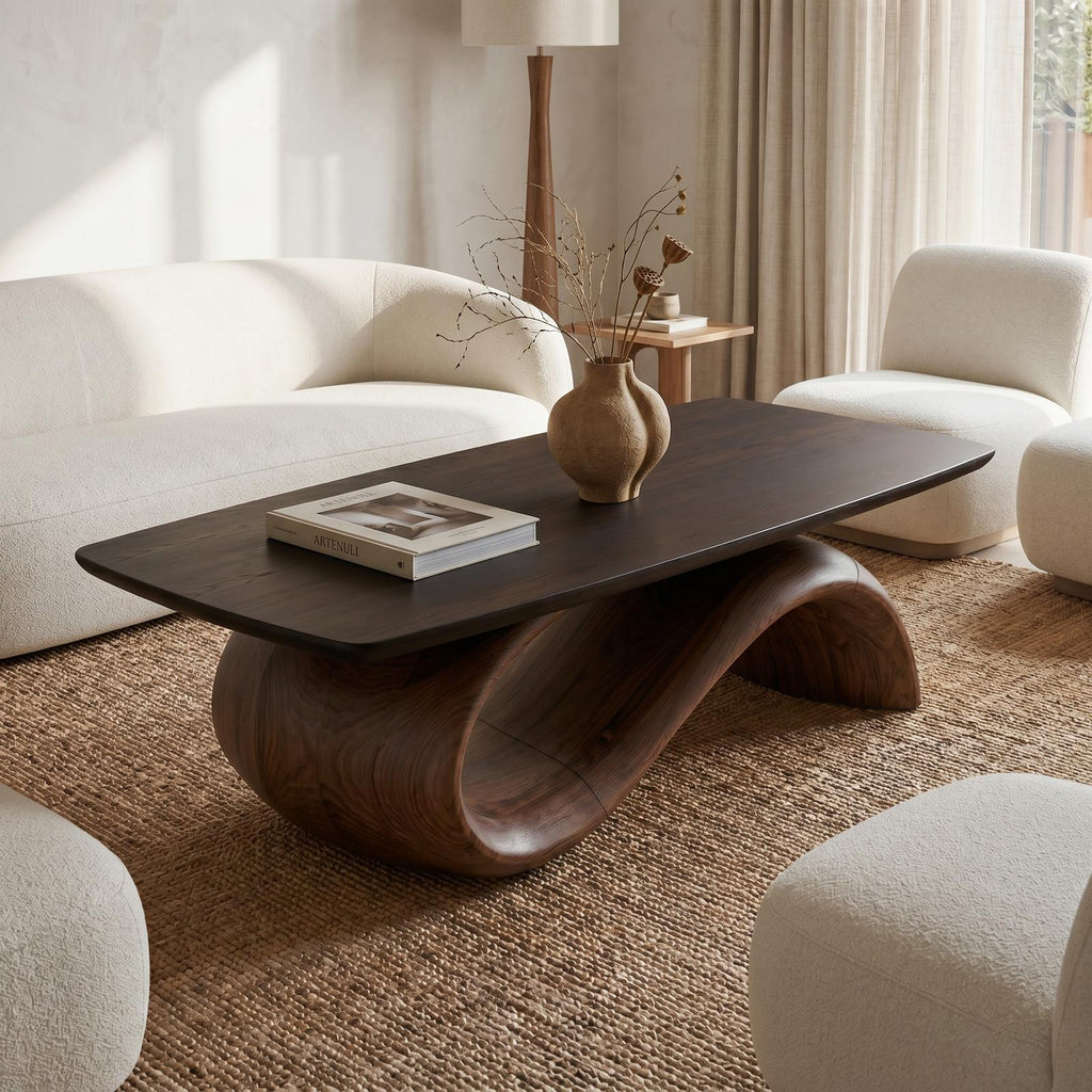 Handcrafted Coffee Table With Artistic Wood Design For Living Room