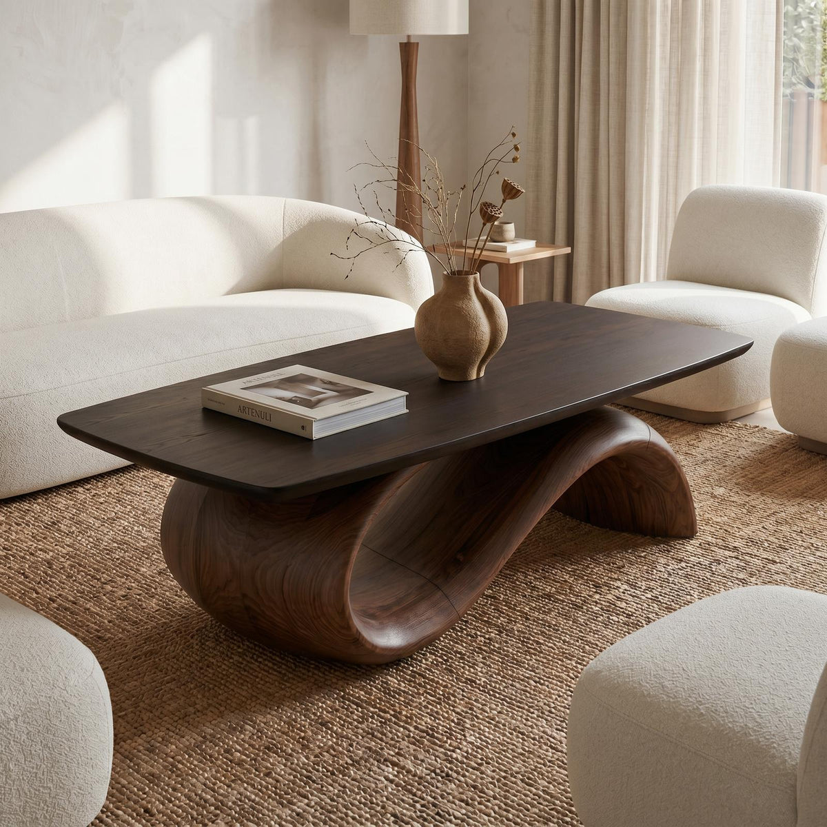 Handcrafted Coffee Table With Artistic Wood Design For Living Room