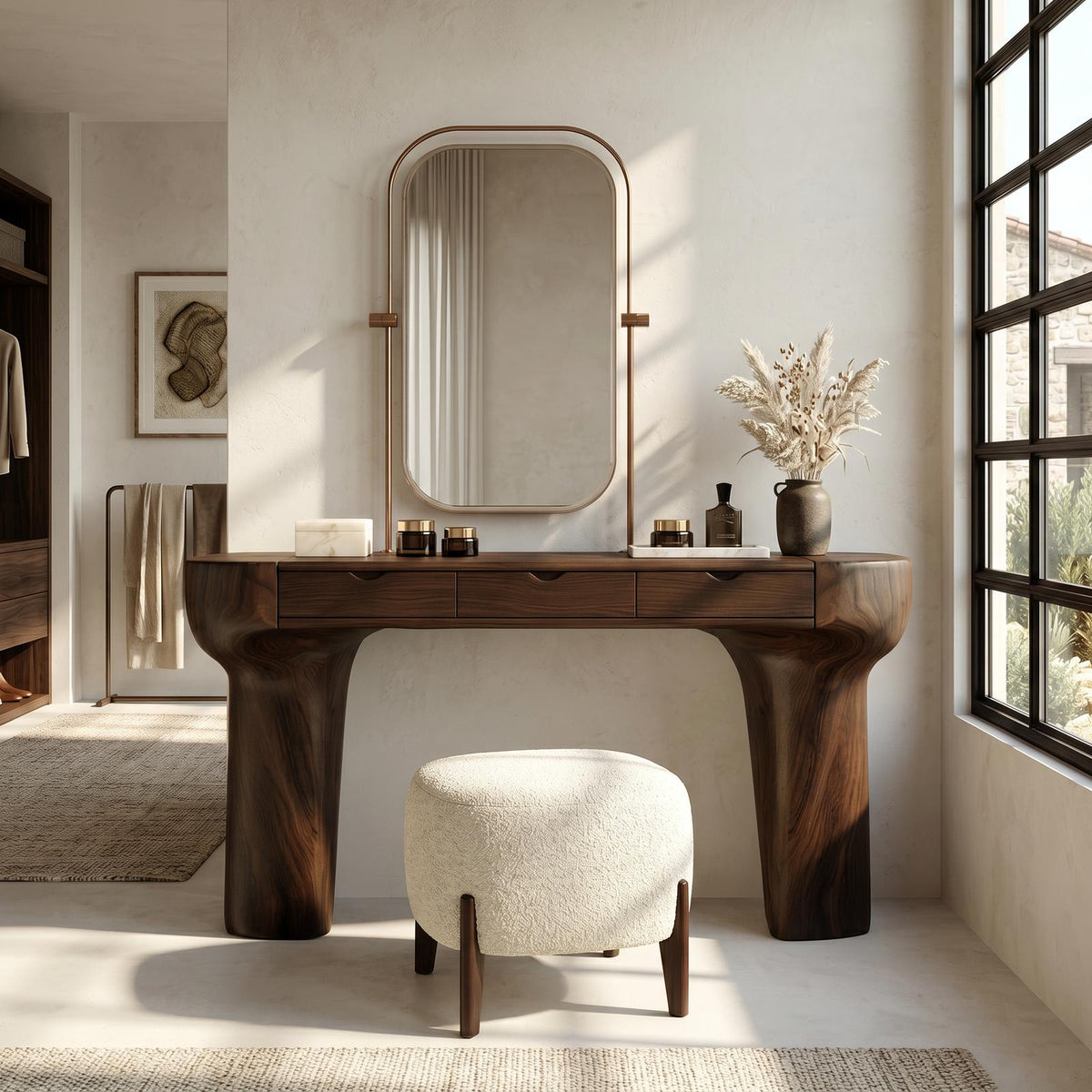 Rustic Dressing Table With Solid Wood Design For Bedroom