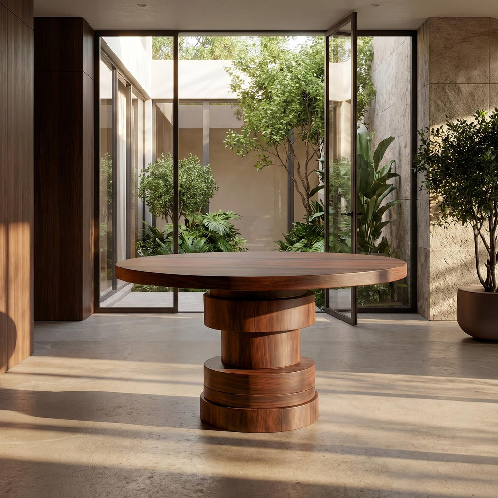Modern Sculptural Round Foyer Table For Entryway And Living Room