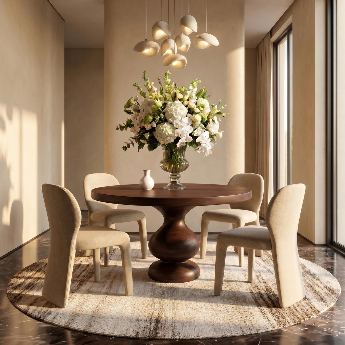 Scandinavian Modern Dining Table, Minimalist Handcrafted Solid Wood Kitchen Table for Dining Room