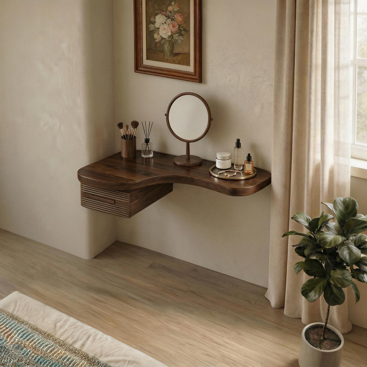 Modern Floating Dressing Table Space Saving Corner Form Bedroom SINLSABDT064