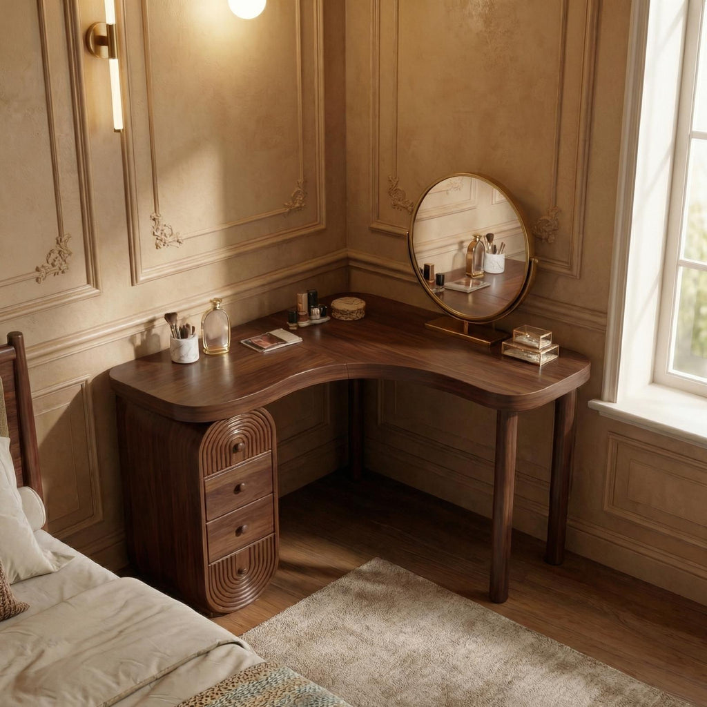 Organic Corner Dressing Table Functional Drawer Storage Bedroom And Dressing Room SINLSABDT067