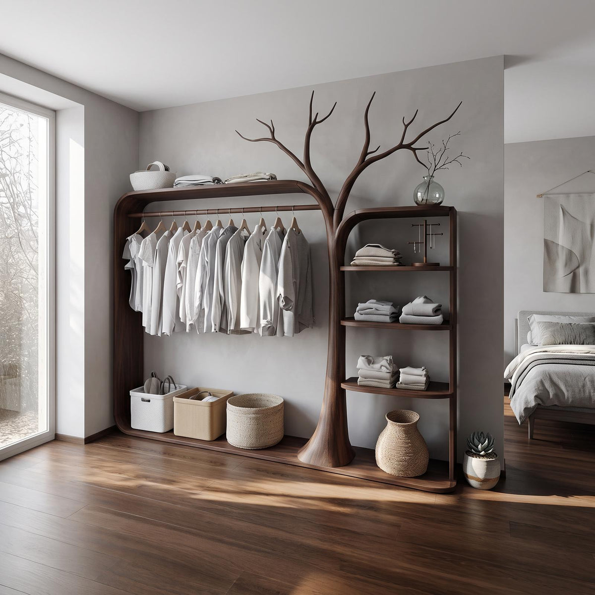 Rustic Clothing Stand Tree Shaped Bedroom Mudroom Entryway