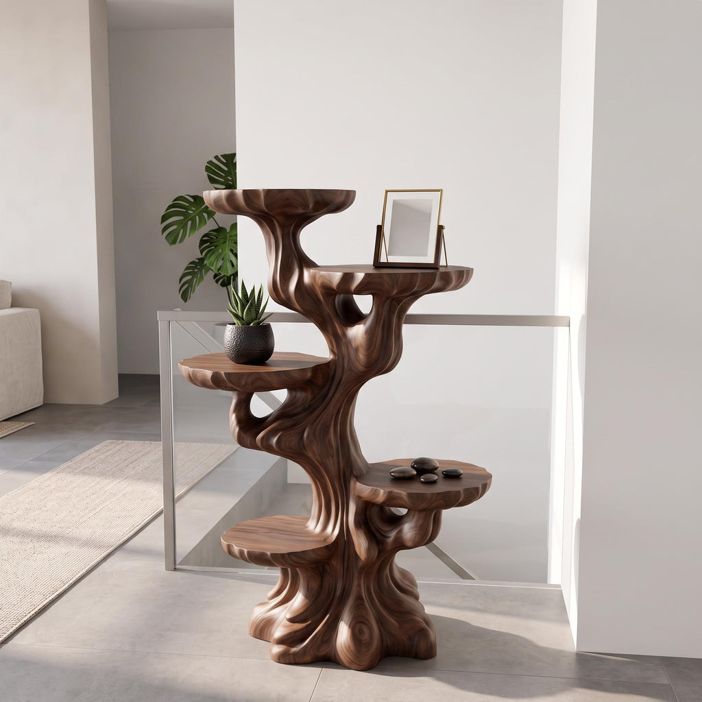 Contemporary Sculptural Plant Stand With Tiered Tree For Entryway SINLSAPT027