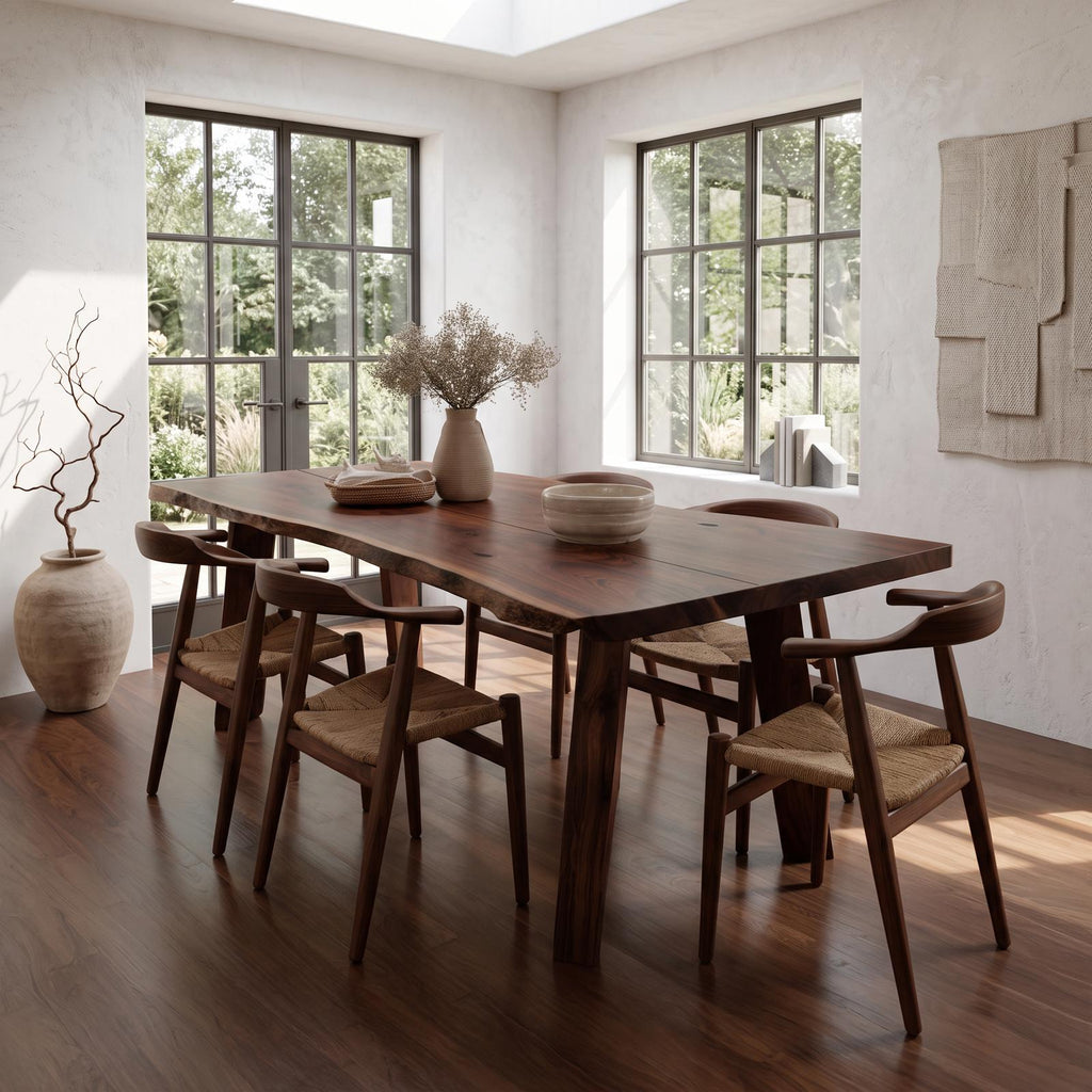 Spry Interior Mid-Century Modern Solid Wood Dining Table, Contemporary Kitchen & Dining Room Dinner Table, Model SINLSADT035