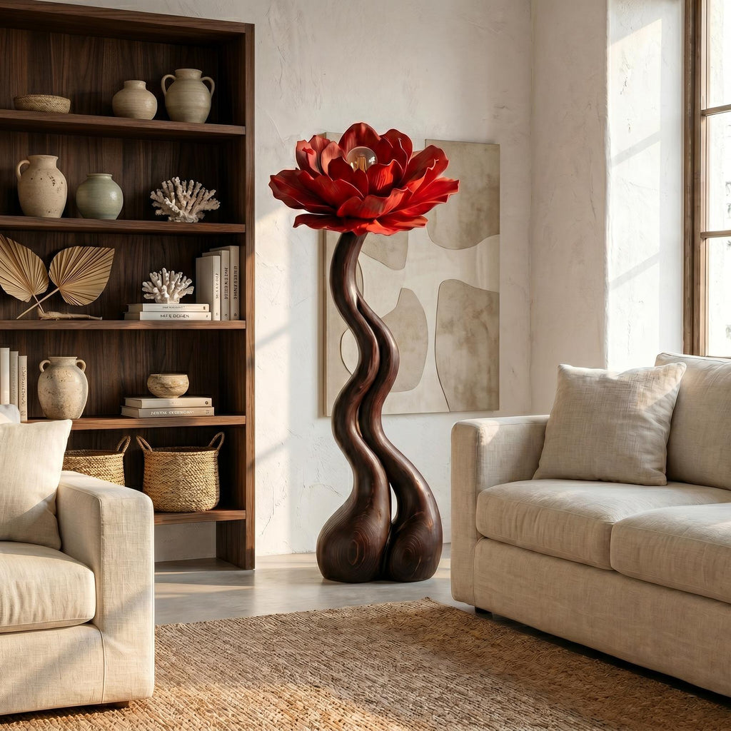 Modern Floor Lamp With Handcrafted Flower Form For Living Room