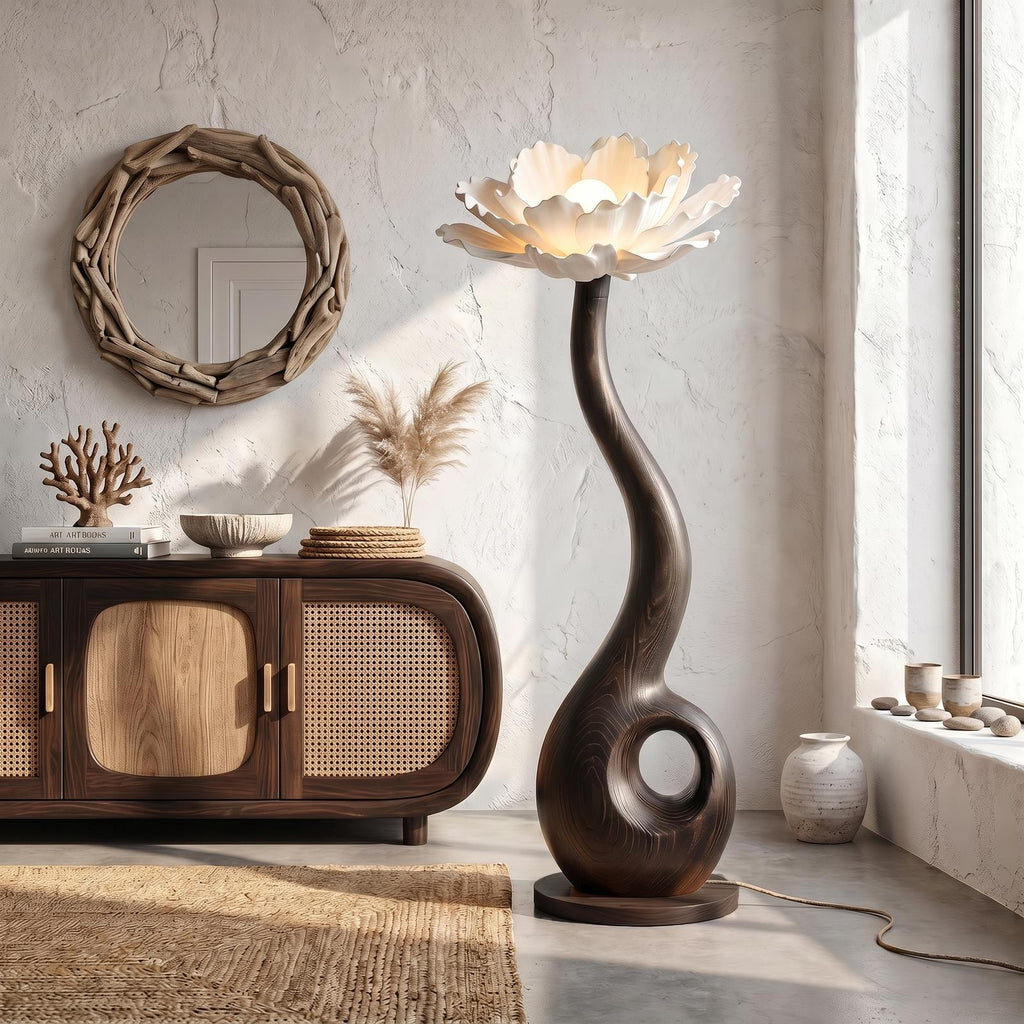 Artistic Floor Lamp With Nature Inspired Flower Design For Living Room SINLSAFLP119