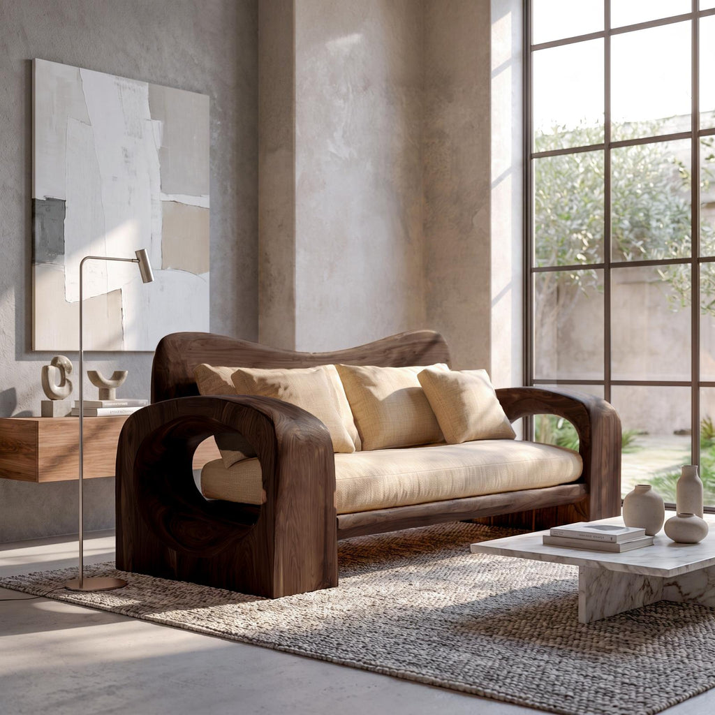 Organic Sofa Frame With Handcrafted Solid Wood Structure For Living Room