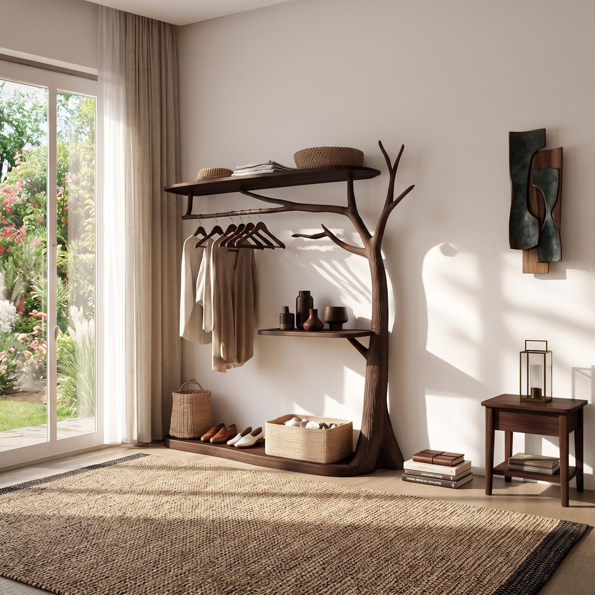 Rustic Wardrobe Rack Entryway Mudroom Storage