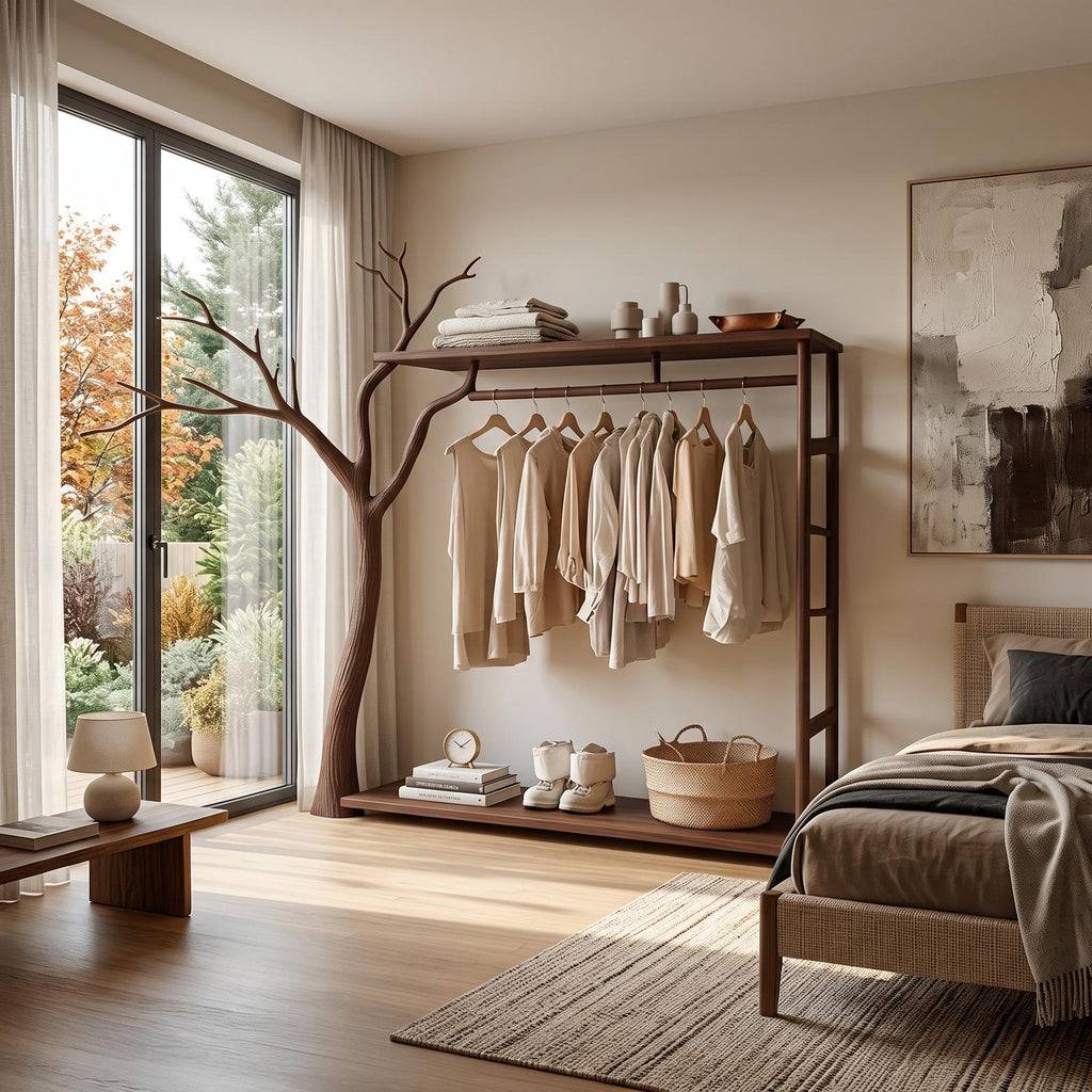 Rustic Clothing Shelf Rack Entryway Bedroom