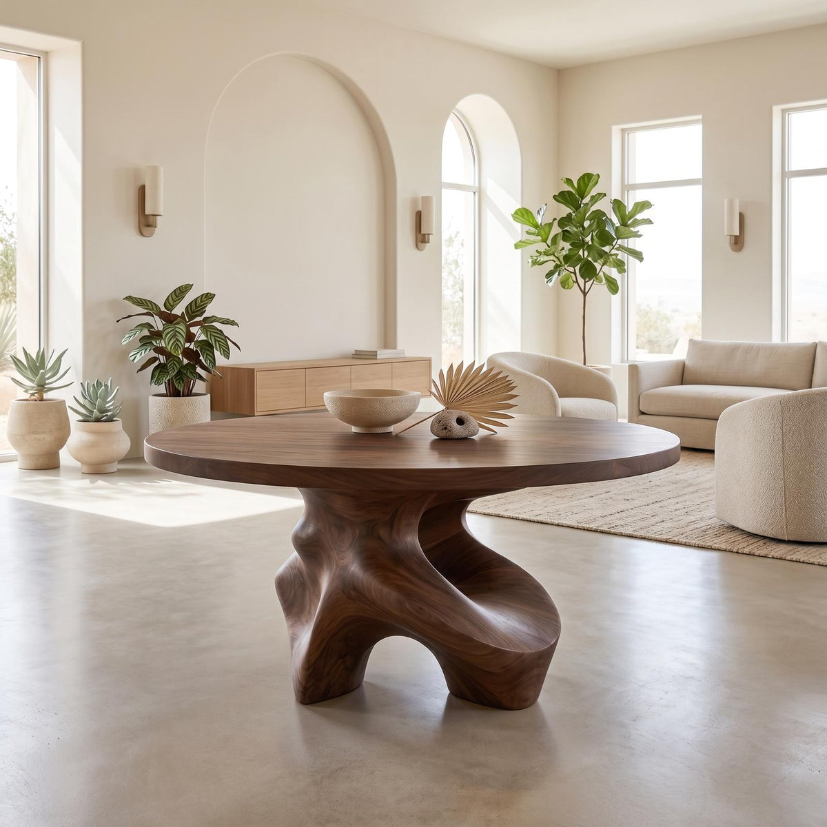 Minimalist Foyer Table Handcrafted Organic Base For Entryway