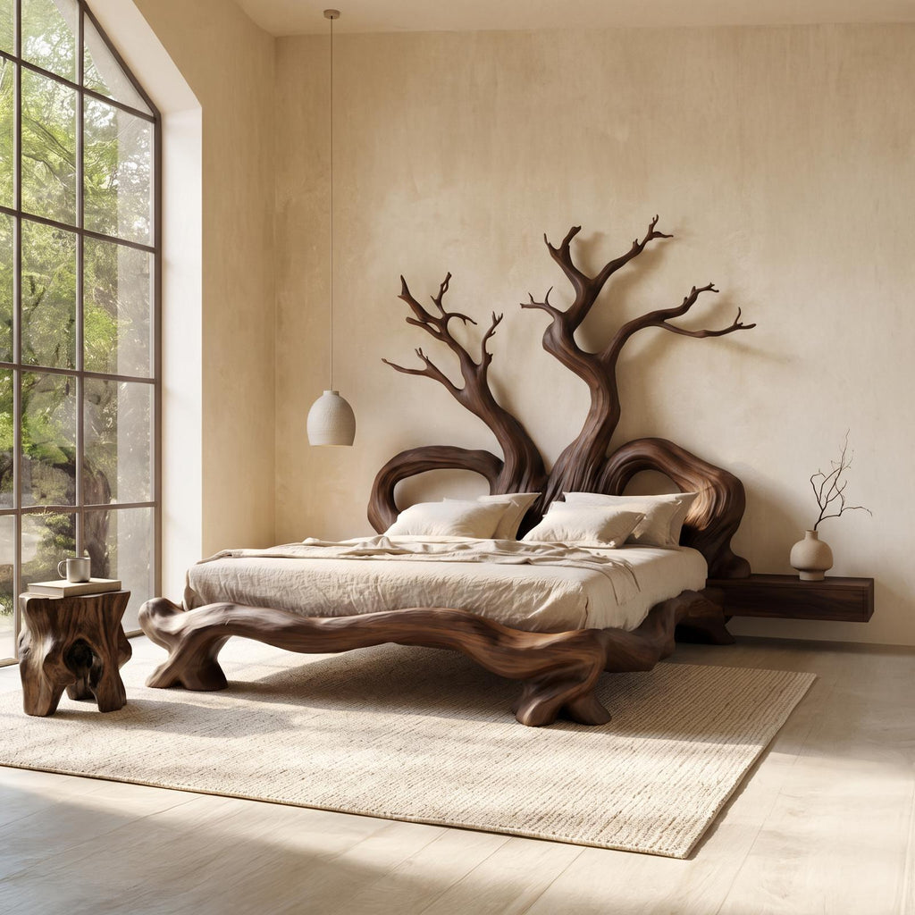 Rustic Artistic Tree Bed Nature Modern Bedroom