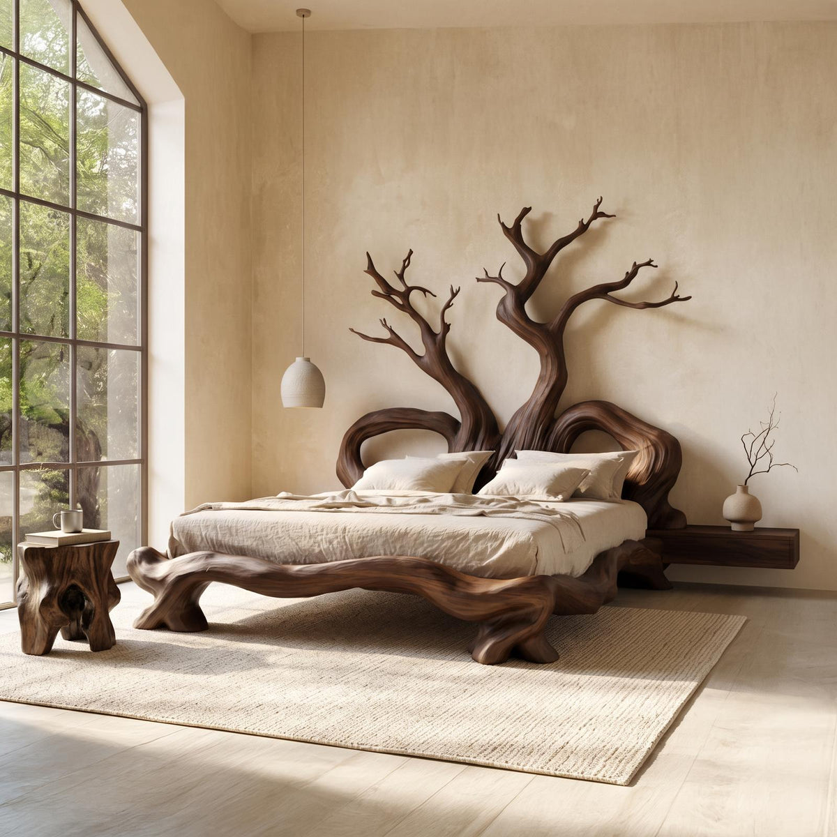 Rustic Artistic Tree Bed Nature Modern Bedroom
