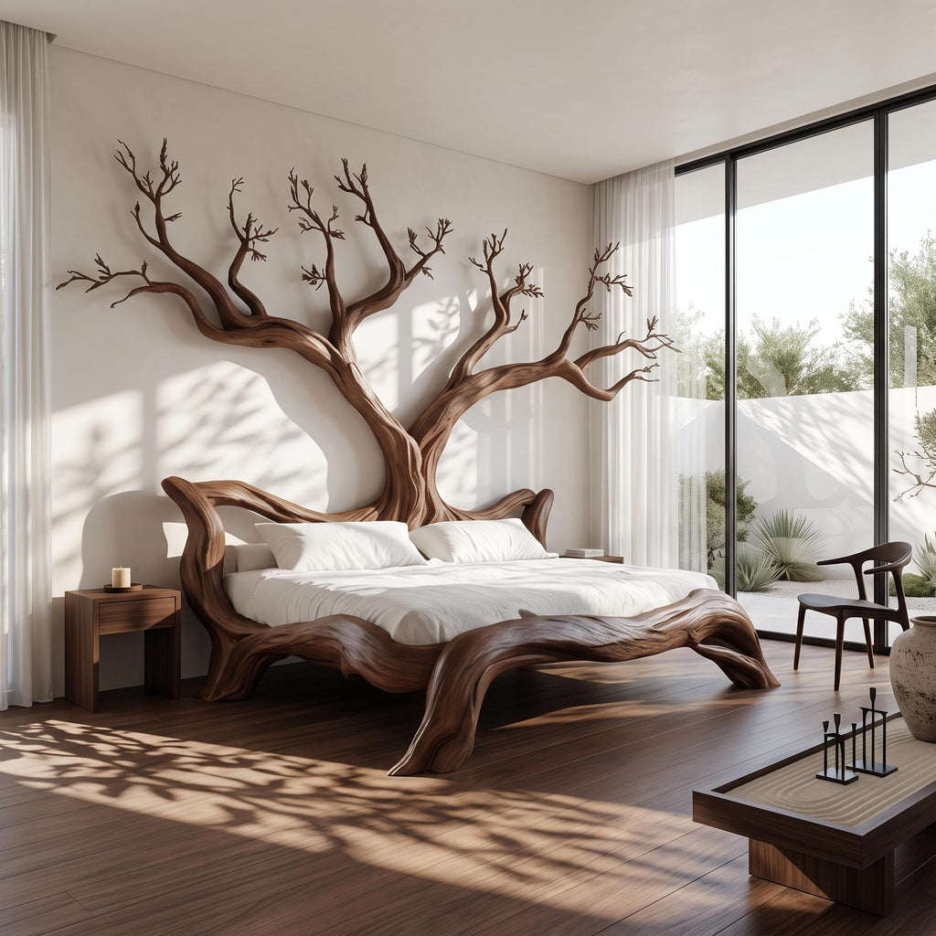 Rustic Rustic Sculptural Tree Bed Organic Bedroom SINLSAWB074