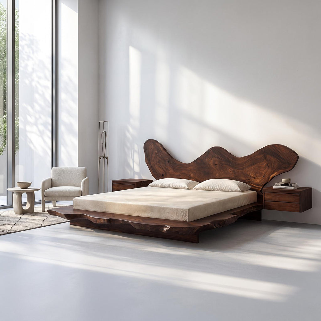 Rustic Bedroom Solid Wood Platform Bed