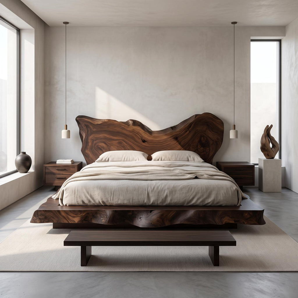 Mid Century Bedroom Solid Timber Bed SINLSAWB080