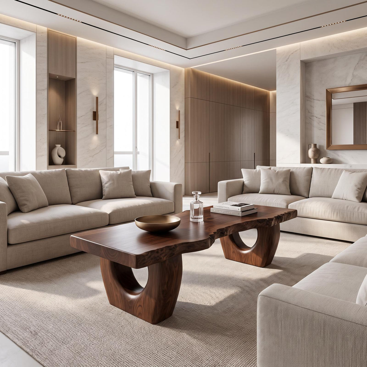 Modern Coffee Table With Open Hollow Legs And Clean Profile For Lounge